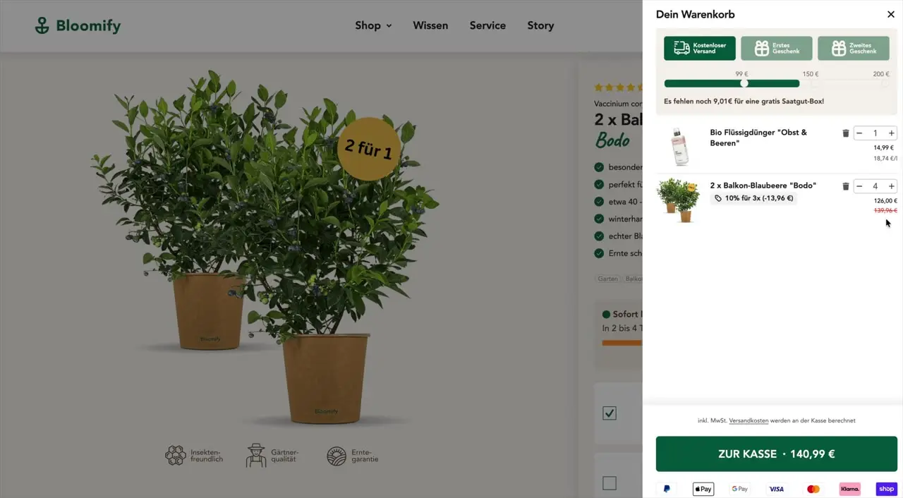 Bloomify — Three-tier reward cart, and a platform migration